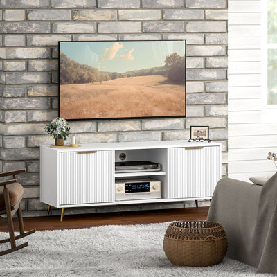 HOMCOM Modern TV Stand Cabinet for TVs up to 55", TV Unit with 2 Open Shelves and 2 Cabinets, Entertainment Centre with Cable Management for Living Room, White 