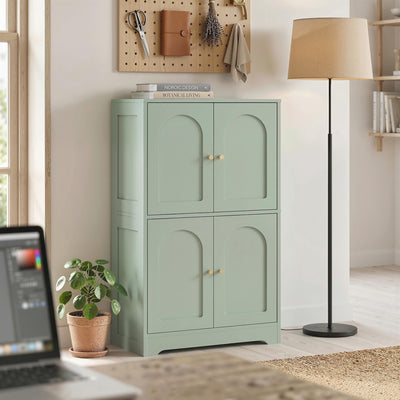 HOMCOM 4-Door Kitchen Storage Cabinet with Adjustable Shelves - Green 