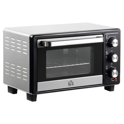 HOMCOM 16L Mini 1400W Countertop Oven - Black/Silver Tone 
