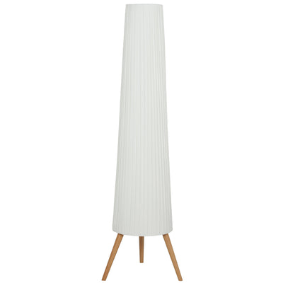 HOMCOM Dimmable Tripod Floor Lamp with Foot Switch, Nordic Standing Lamp with Fabric Shade, 153cm, White, White and Natural