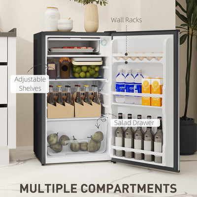 HOMCOM 91 Litre Freestanding Under Counter Fridge Freezer, Small Fridge with Chiller Box, Adjustable Thermostat, 47.5cm Wide, Silver Tone 