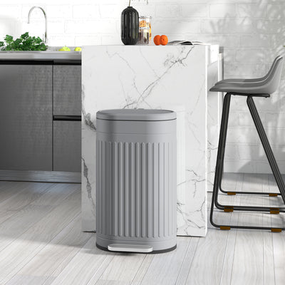 HOMCOM 30L Metal Kitchen Bin, with Soft-Close Lid - Grey 