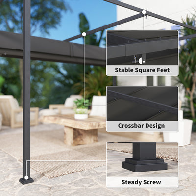 Outsunny 4 x 3m Metal Pergola, with Retractable Canopy Roof - Black 