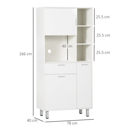 HOMCOM Kitchen Cupboard, Modern Kitchen Storage Cabinet with Shelves and Drawer, Free Standing Kitchen Units, 166\'c2\'a0cm, White