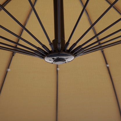 Outsunny 3(m) Cantilever Umbrella 18 Ribs & Vents Adjustable Angle for Patio Khaki 