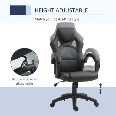 Vinsetto High-Back Office Chair Faux Leather Swivel Computer Desk Chair for Home Office with Wheels Armrests Black 