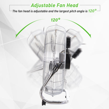 HOMCOM 20" Chrome Metal Floor Fan with Tilting, High Velocity, 3 Speed, Portable Gym Fan for Home Office, Silver 