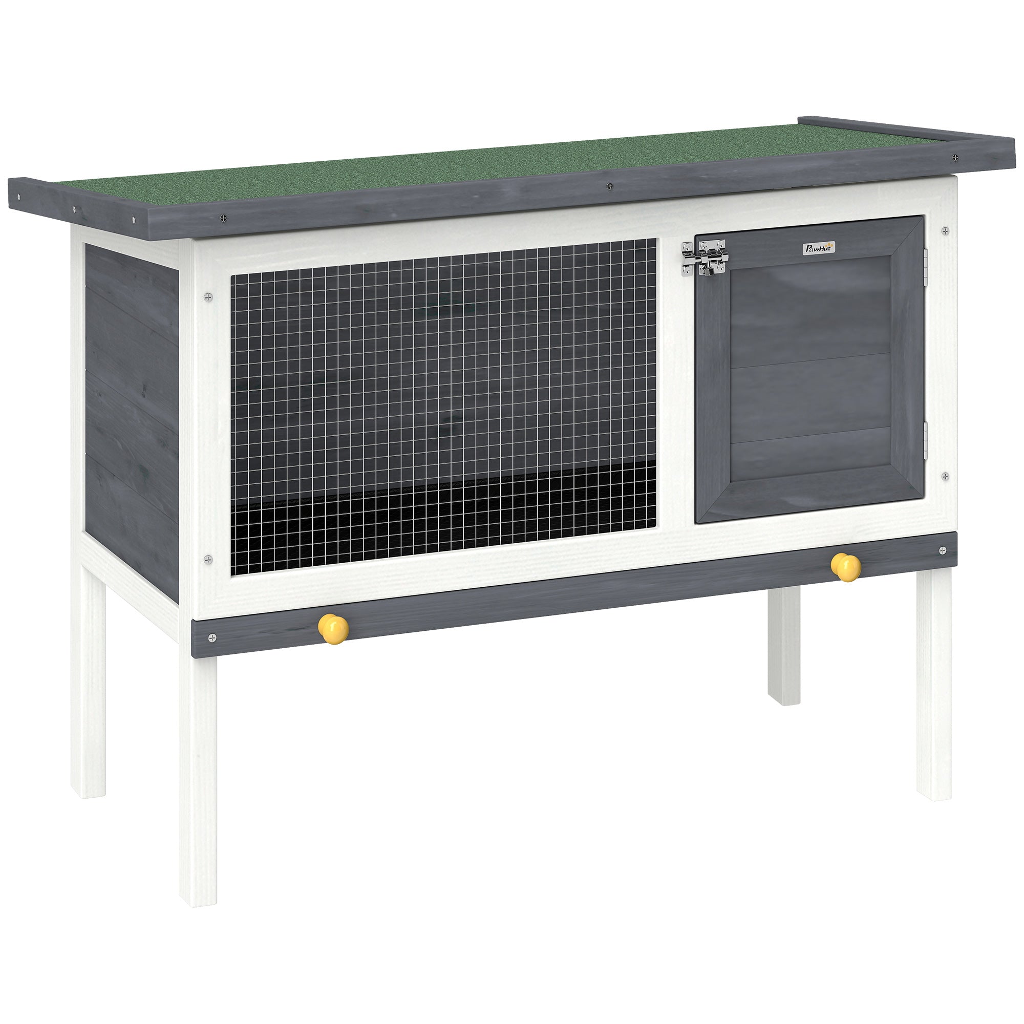 PawHut Wooden Rabbit Hutch, Guinea Pig Hutch with Asphalt Roof, Outdoor Elevated Bunny House for Rabbits, Chinchillas 