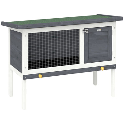 PawHut Wooden Rabbit Hutch, Guinea Pig Hutch with Asphalt Roof, Outdoor Elevated Bunny House for Rabbits, Chinchillas 