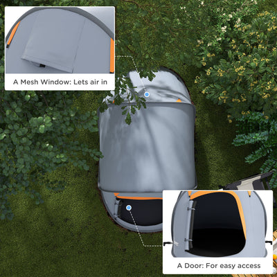 Outsunny Two-Man Pop-Up Dome Tent, with Accessories - Grey 