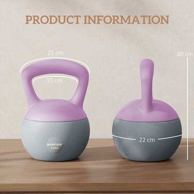 SPORTNOW 12KG Soft Kettlebell, Kettlebell with Non-Slip Handle for Home Gym, Weight Lifting, Strength Training, Purple/Grey 