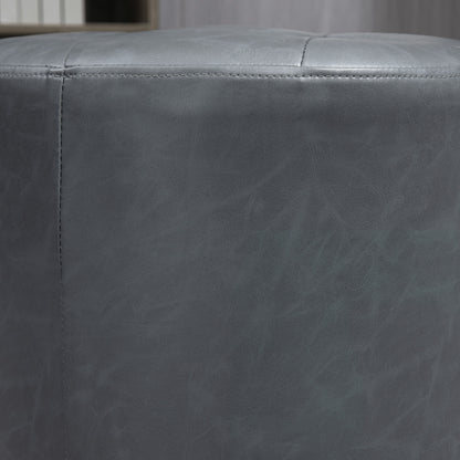 HOMCOM 360\'c2\'b0 Swivel Foot Stool Round PU Ottoman with Thick Sponge Padding and Solid Steel Base, Grey
