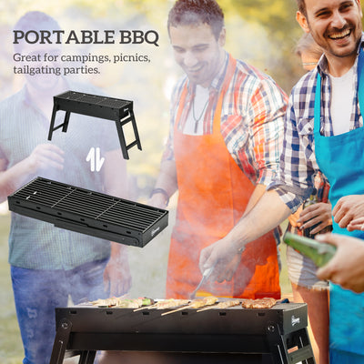 Outsunny Foldable Charcoal Grill - Black 