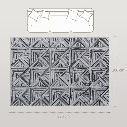 HOMCOM Modern Area Rug, Triangle Pattern Non-Slip Washable Rug, Chenille Floor Carpet for Living Room, Bedroom, Dining Room, Home Office, 290 x 200 cm, Black