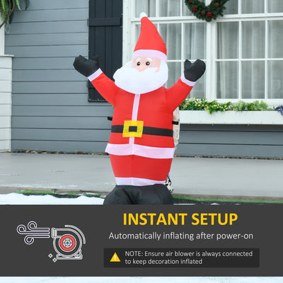 HOMCOM 4ft Inflatable Christmas Santa Claus Xmas Decoration 1 LED Holiday Air Blown Yard Outdoor Décor 