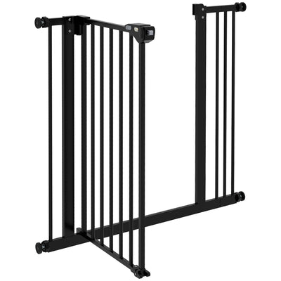 PawHut Metal 74-87cm Wide Adjustable Dog Gate Black 