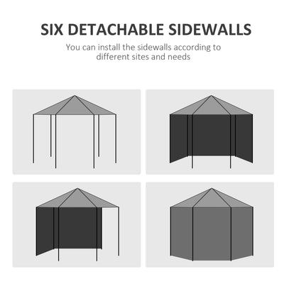 Outsunny 4 m Party Tent Wedding Gazebo Outdoor Waterproof PE Canopy Shade with 6 Removable Side Walls 