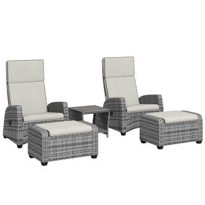 Outsunny 5-Piece Rattan Garden Furniture Set with Cushions - Grey 