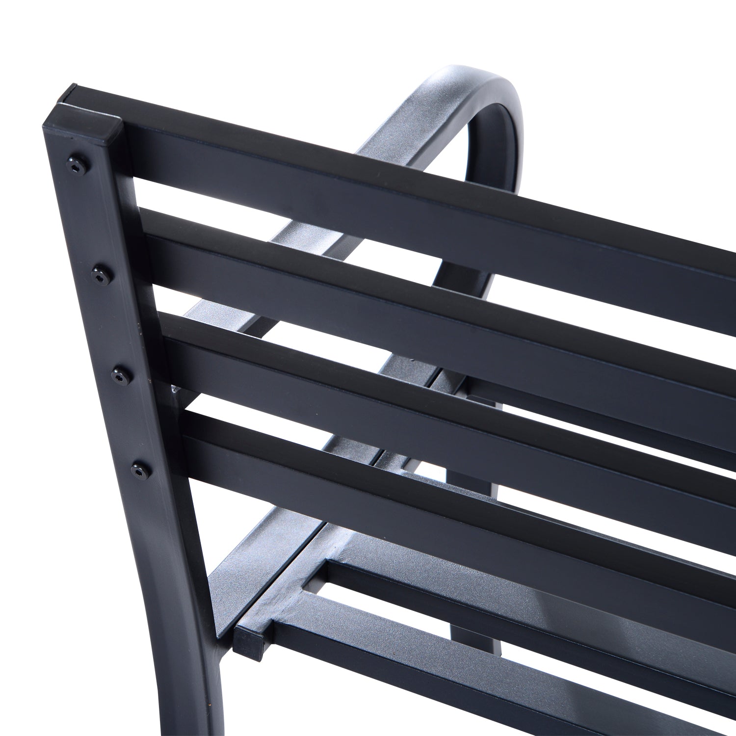 Outsunny Stylish 2 Seater Metal Garden Porch Chair Bench Stable Patio Outdoor Park Metal Bench - Black 