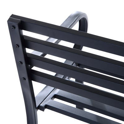 Outsunny Stylish 2 Seater Metal Garden Porch Chair Bench Stable Patio Outdoor Park Metal Bench - Black 