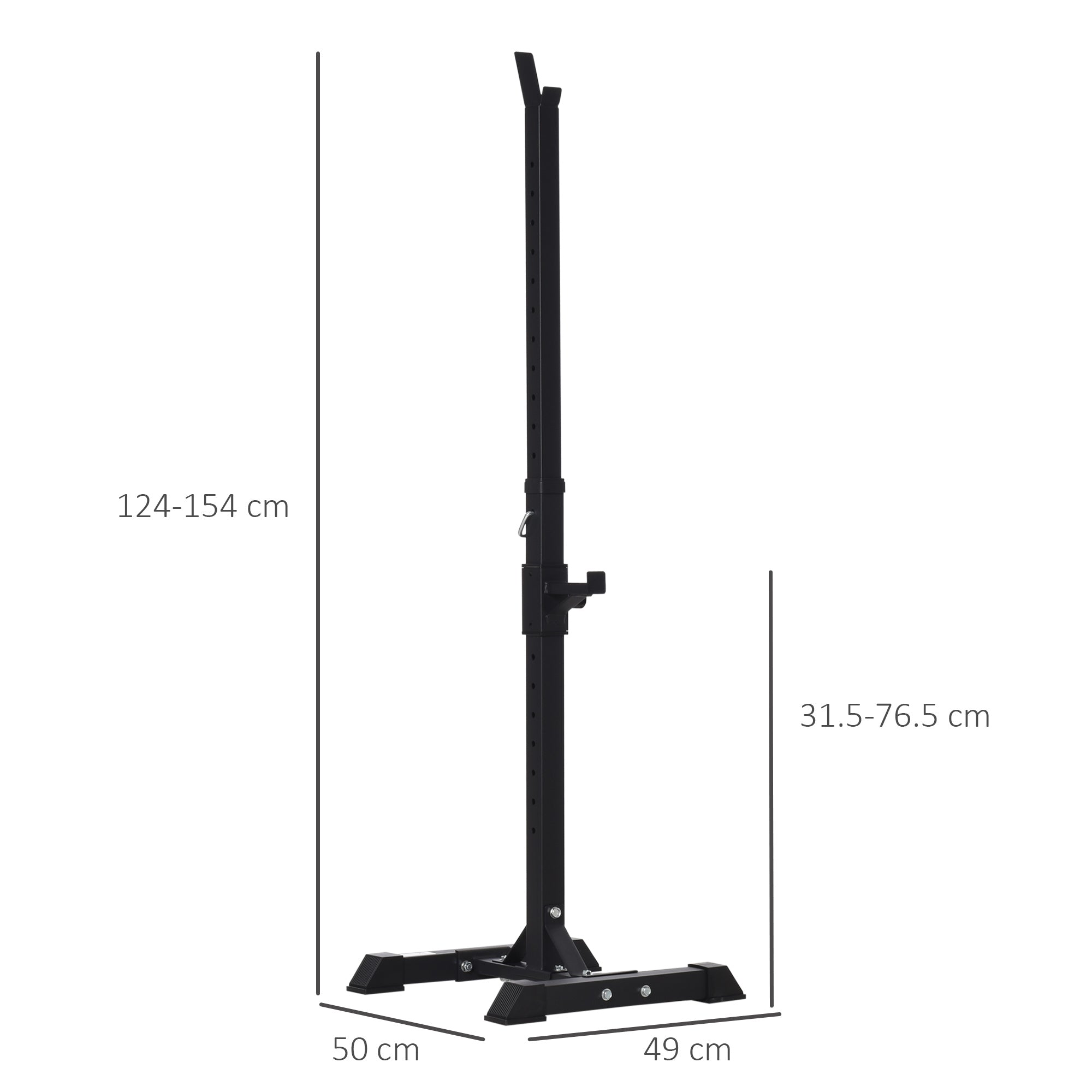 HOMCOM Adjustable Squat Rack, Weight Strength Training Bench Press Rack Barbell Rack Power Rack Weight Bench Supporter for Home Gym Exercise, Max Load 150kg, 124-154cm 