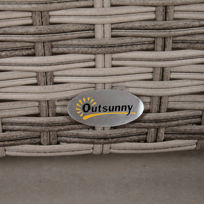 Outsunny 8 Pieces Rattan Garden Furniture Set, Garden Corner Sofa Set with 4 Chairs, 2 Footstools, 2 Coffee Tables and Cushions, Space-Saving Design, No Assembly Required, Grey 