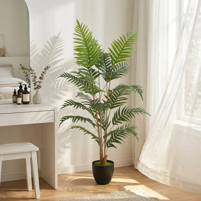 HOMCOM Artificial Fern Topiary Tree, Realistic Artificial Plant in Cement Pot, Fake Plant, 120cm
