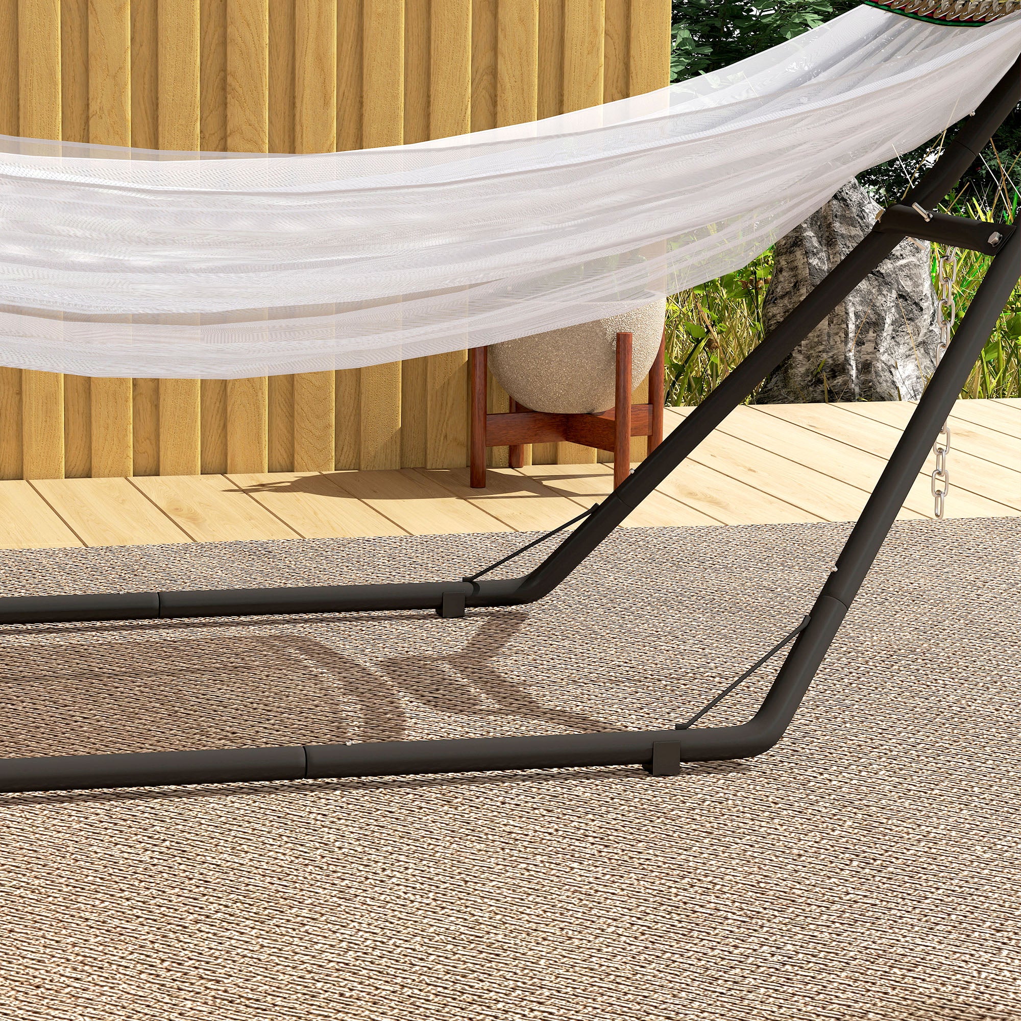 Outsunny 9ft Hammock Stand Adjustable Hammock Frame with Non-Slip Feet for Indoor Outdoor, 150 kg Capacity, Black 