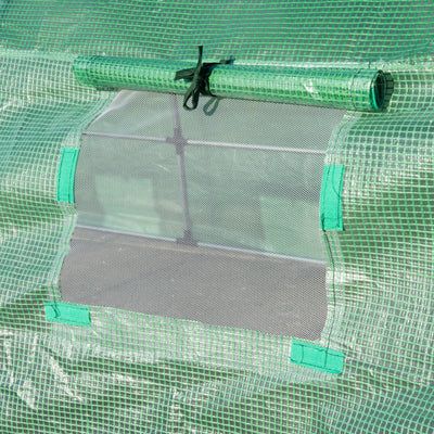 Outsunny 6 x 3 x 2 m Polytunnel Greenhouse with Roll-up Door and 12 Mesh Windows, Walk-in Garden Tunnel Warm House Tent with UV-resistant PE Cover and Galvanised Steel Frame, Green 