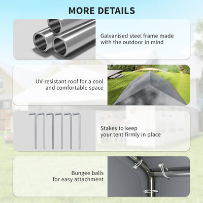 Outsunny 3 x 3 m Party Tent, Outdoor Canopy Tent Shelter with Removable Sidewalls, 4 Zipped Doors, for Parties, Wedding, Grey 