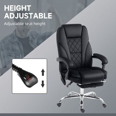 Vinsetto Massage Office Chair, Heated Reclining Computer Chair with Adjustable Height and Footrest, Black 