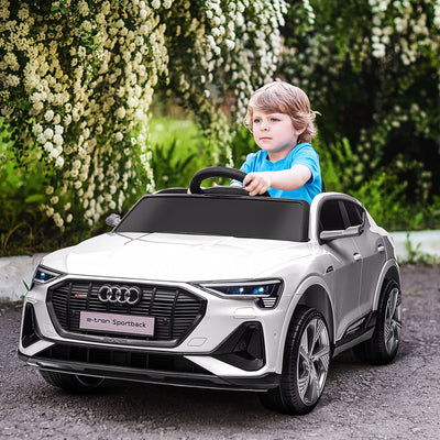 HOMCOM 12V Kids Electric Ride-On Car, with Remote Control, Lights, Music, Horn - White 