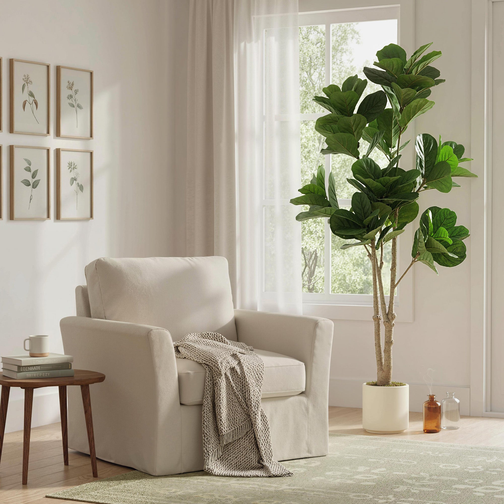 HOMCOM 180cm Artificial Fiddle Leaf Fig Tree - Green 