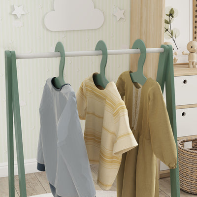 AIYAPLAY Baby Clothing Rack with Hangers, Storage Shelf for Bedroom, Leaf Theme, for Ages 3-6, Green 