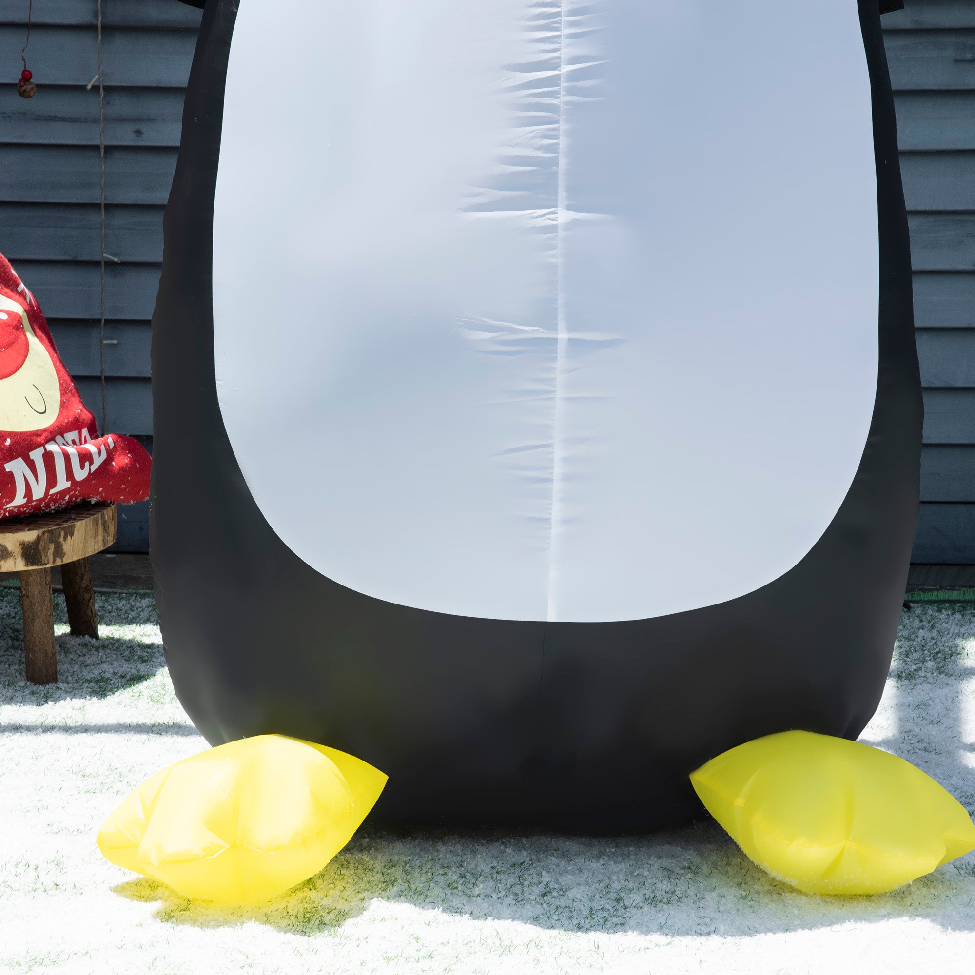 HOMCOM 8ft Inflatable Penguin & Christmas Banner Decoration w/ Inner LED Lights Indoor Outdoor Weather-Resistant Shell Fun Cute 