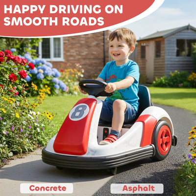 AIYAPLAY Kids Bumper Car with 360-Degree Rotation, 6V Electric Ride On Car with Music and Horn for 3-8 Years Old, Red 