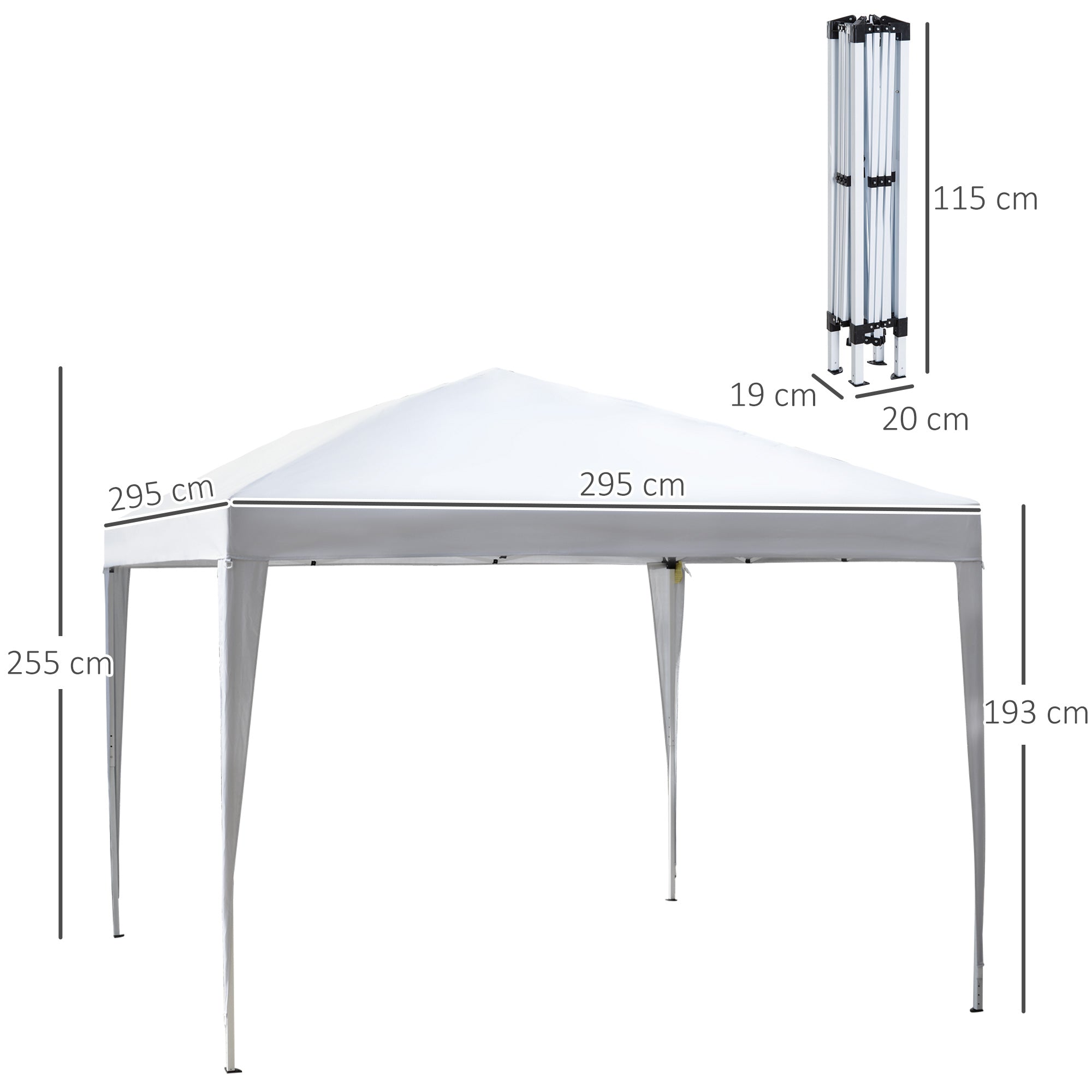 Outsunny 3 x 3M Garden Pop Up Gazebo Height Adjustable Marquee Party Tent Wedding Canopy with Carrying Bag, White 