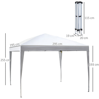 Outsunny 3 x 3M Garden Pop Up Gazebo Height Adjustable Marquee Party Tent Wedding Canopy with Carrying Bag, White 