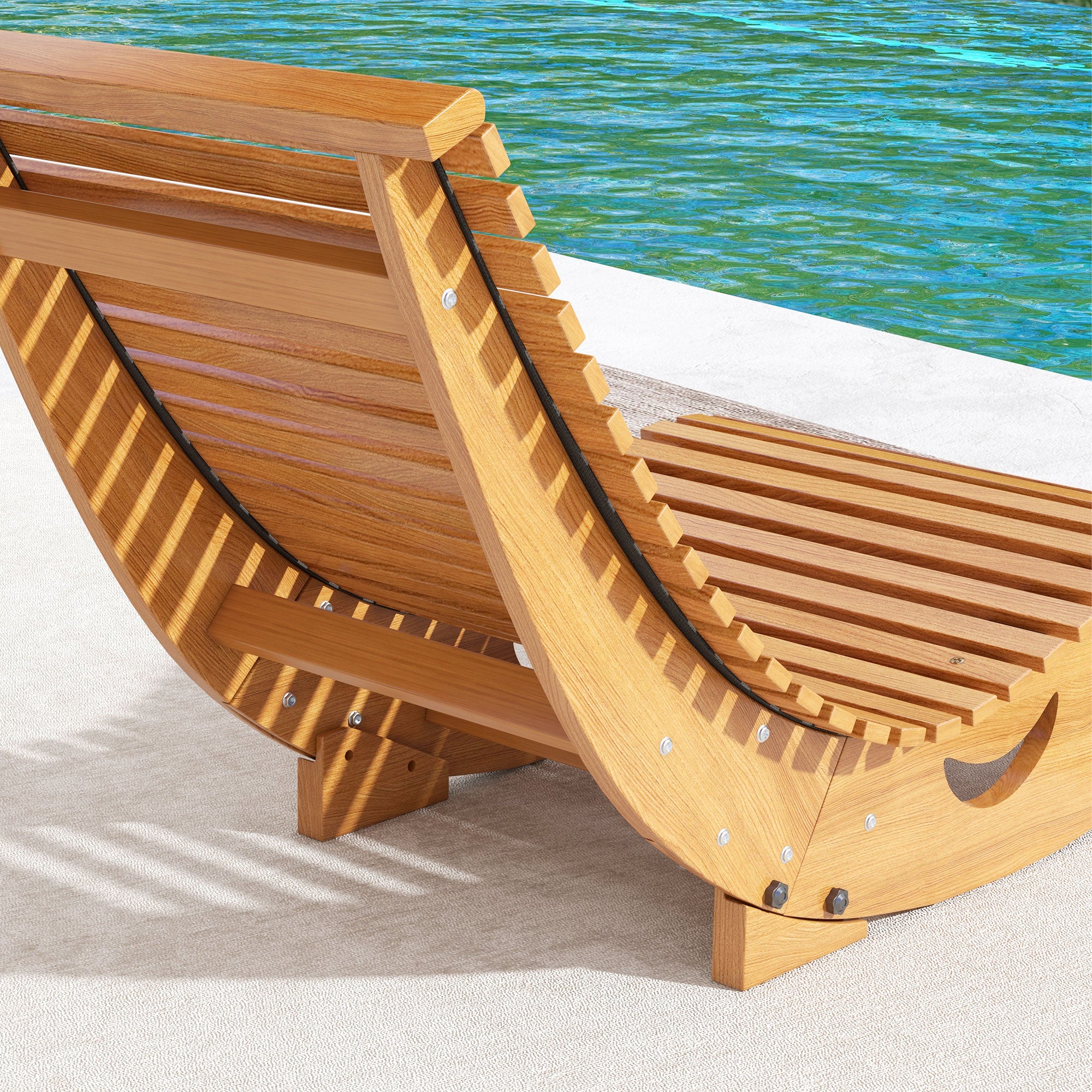 Outsunny Outdoor Rocking Chair w/ Slatted Seat, Wooden Rocking Chair, 130cm x 60cm x 60cm, Teak 