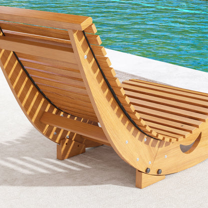 Outsunny Outdoor Rocking Chair w/ Slatted Seat, Wooden Rocking Chair, 130cm x 60cm x 60cm, Teak 