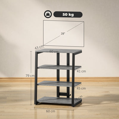 HOMCOM HiFi Stand, with Four Storage Shelves - Dark Grey 