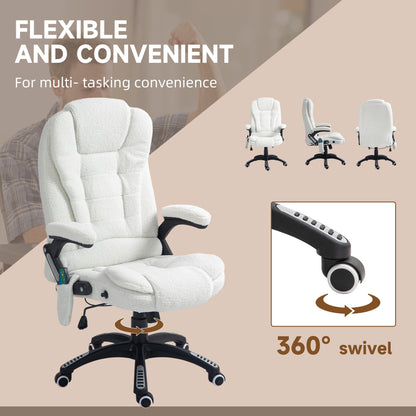Vinsetto Boucle Six-Point Massage Office Chair - White 