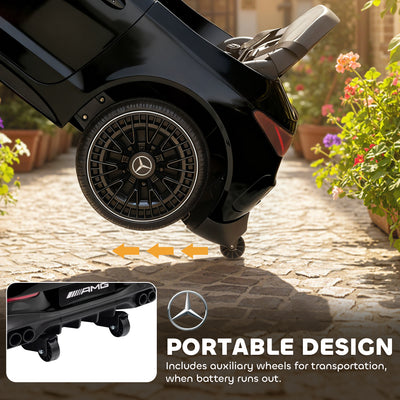 AIYAPLAY Licensed Mercedes AMG Kids Electric Car, 12V Ride On Car with Dual Motors, Remote Control for 3-6 Years, Black 
