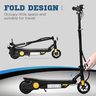 HOMCOM Foldable Electric Scooter, with LED Headlight, for Ages 7-14 Years - Black 