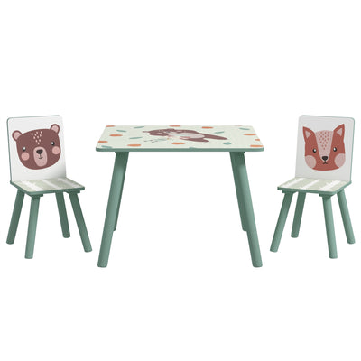 ZONEKIZ Kids and Table Chairs, Children Desk with Two Chairs, Toddler Furniture Set, for Ages 3-6 Years - Green 