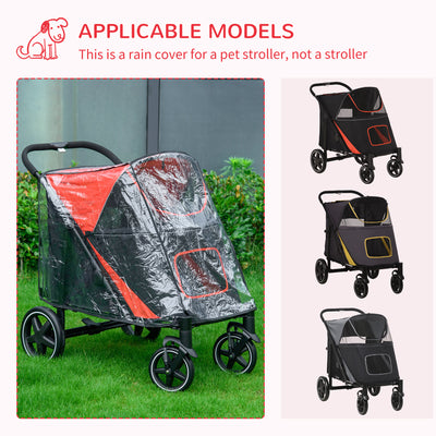 PawHut One-Click Foldable Pet Travel Stroller with Rain Cover, Cat Dog Pushchair with Universal Front Wheels, Shock Absorber, Storage Bags, Mesh Window, Safety Leash for Large and Medium Dogs (Red) 