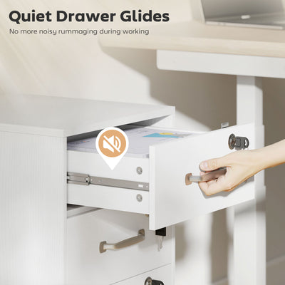 HOMCOM Three Drawer Wood-Effect Filing Cabinet - White 