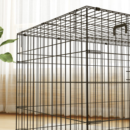 PawHut Foldable Dog Crate with 2 Doors with Tray, Soft Cushion, for Extra and Large Dogs, 105 x 70 x 75, Black 