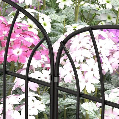 Outsunny Metal Decorative Outdoor Picket Fence Panels Set of 8, Black 
