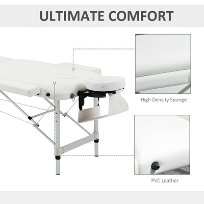 HOMCOM Foldable Massage Table Professional Salon SPA Facial Couch Bed White 